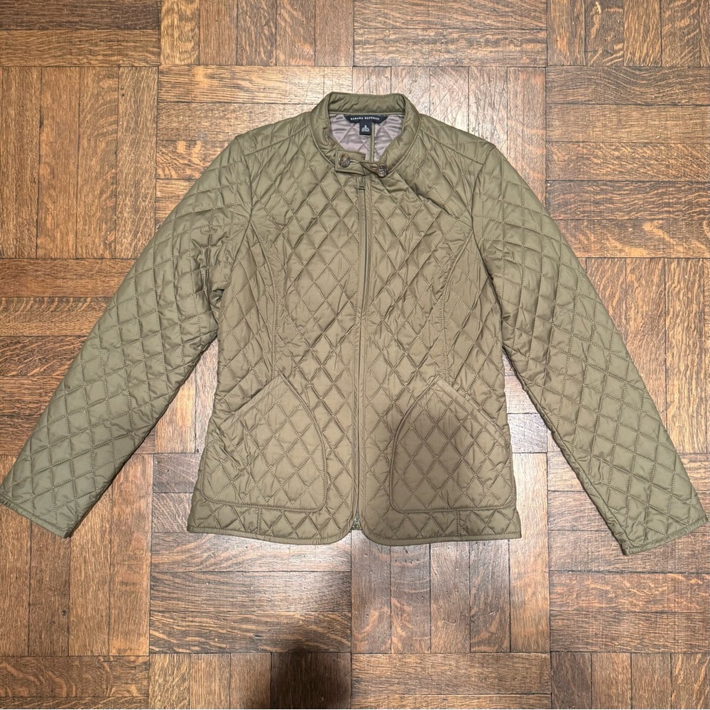 Banana Republic Green Quilted Fitted Jacket Size Small